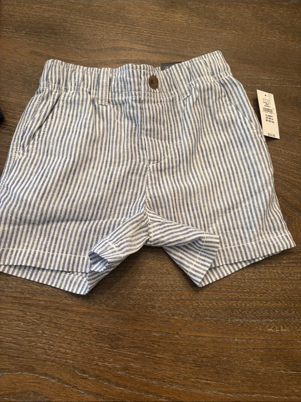 GAP Blue & White Linen/Cotton Striped Seersucker Kids Shorts